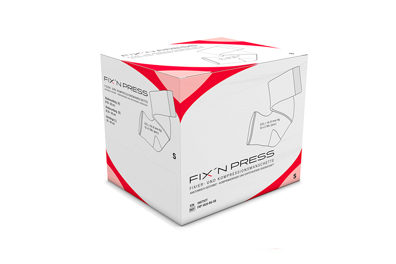 FIX`N PRESS - anatomisch geformte Fixier- und Kompressionsmanschette mit komprimierenden und entsauenden Eigenschaften